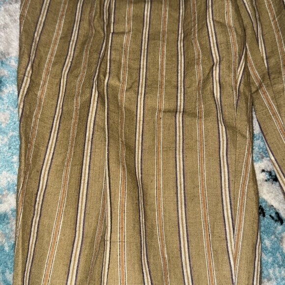 Vintage 80s Gitano Khaki Pleated High Waist Trousers Wide Leg Stripped READ - Picture 2 of 12